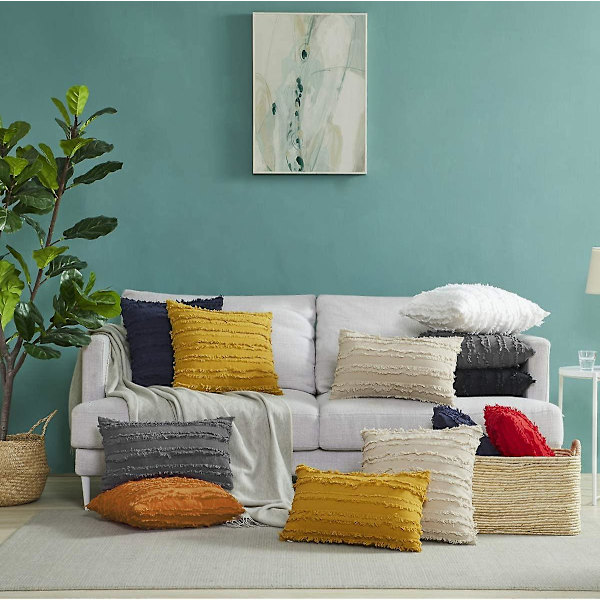 Sæt med 2 Pudebetræk Bomuld Pynt Pudebetræk Med Linned Pude Til Sofa Soveværelse Stue Bil 60x60 Cm Khaki