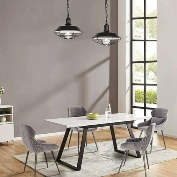 Lysekrone Pendel Light Industriel Loftslampe E27 Metalskærm til Soveværelse Stue Bar Restaurant Sort - 26cm -