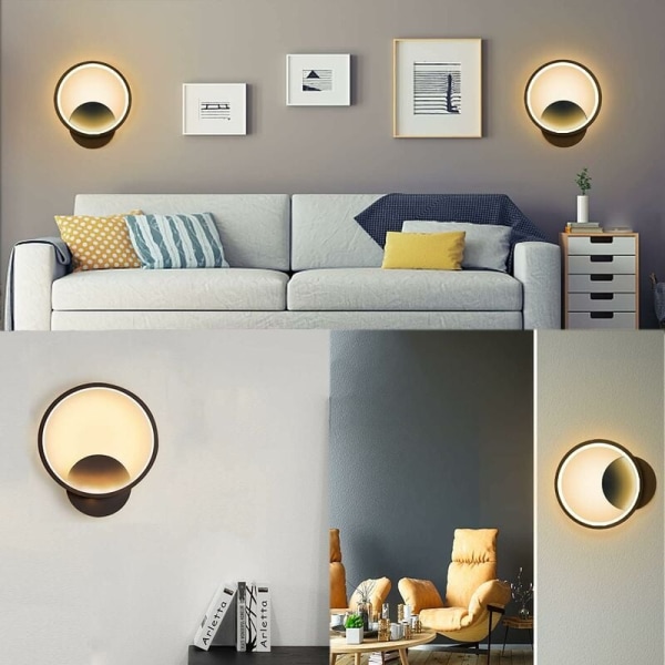 LED væglampe soveværelse sengelampe ganglampe dekorativ lampe (sort rundt varmt lys 220V)，til indendørs og udendørs