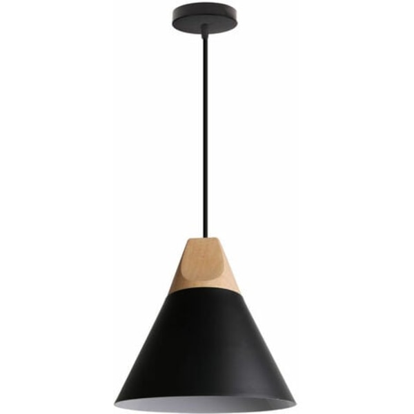 Creative Industrial Pendel Lampe Solid Tre Soverom Stue Dekorativ Pendel Lampe (Sort) - Svart