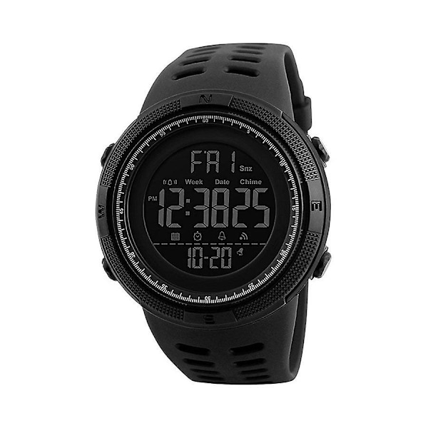 Herre Sports Silikone Digital Watch 1251 - 26 Mm - Sort