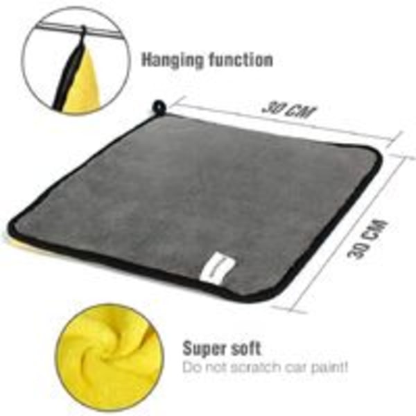 Pack mikrofiber bilklude, 1200GSM ultraabsorberende mikrofiber håndklæder - hurtigtørrende, genanvendelige til C