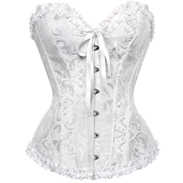 Goottilaiset korsetit Top Bustiers Overbust Satiini Seksikäs puku Korsetti Korsetti Vintage Flower Lace Bridal Plus Size Korsett Women Black Red 6XL