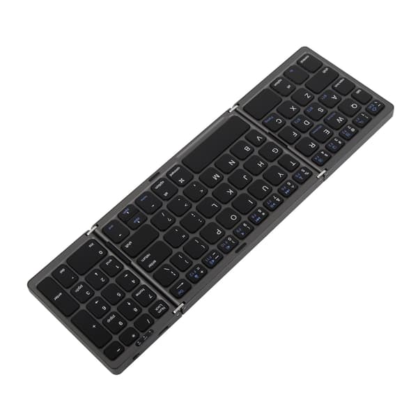 Bluetooth Tastatur Triple Fold Trådløs Multi Enhed til Laptop Tablet Telefon Grå Sort