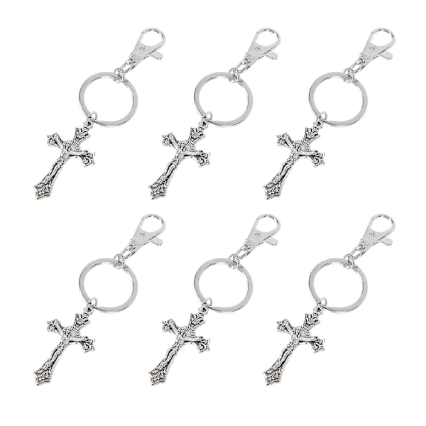 6 kpl Iron Hopearisti Avaimenperä Avaimen Ornament Christian Gift Herkkä lisävaruste