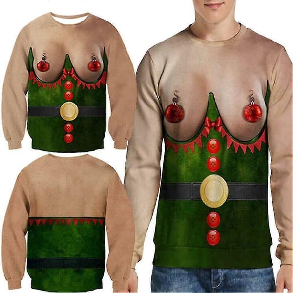Grim Juletrøje Sweater Herre Dame Sjov 3d Print Sweatshirt Jule Pullover L