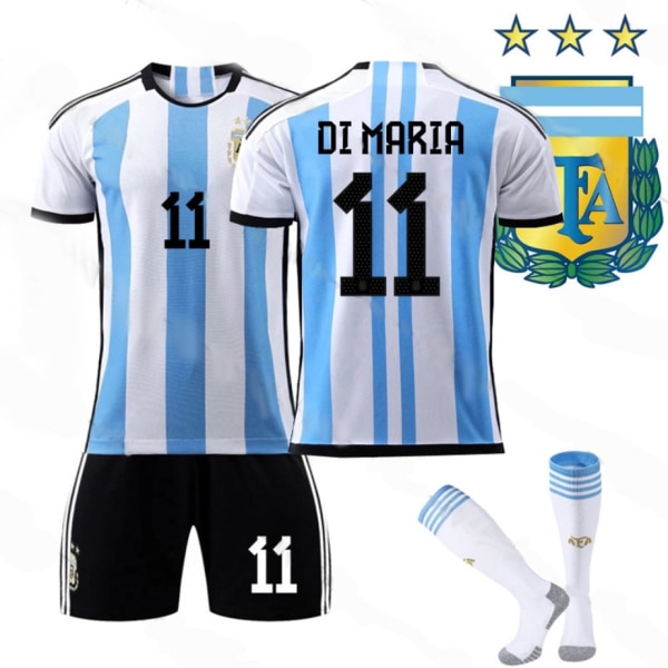 2022 World Cup Argentina 3-stjerners drakt, fotballtreningssett Di Maria kids 28(150-160cm)