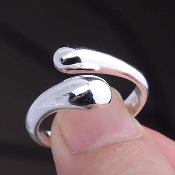 Dammode Punk Silverpläterad Slät Band Justerbar Ring Smycken Present