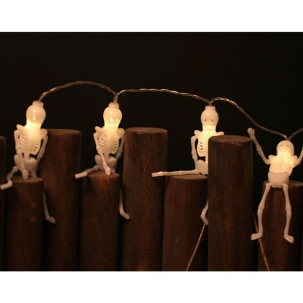Halloween lysstreng Halloween dekorasjoner 8 moduser med fjernkontroll Ghost Skull Lights Vanntett batteridrevet