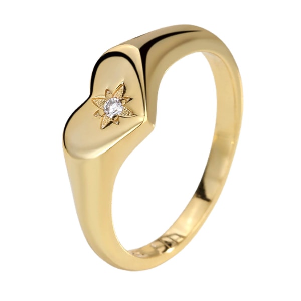 Kvinnor Ring Rhinestone Inlagd Non-blekning Legering Smidig Kärlek Finger Ring För Födelsedag Golden US 8