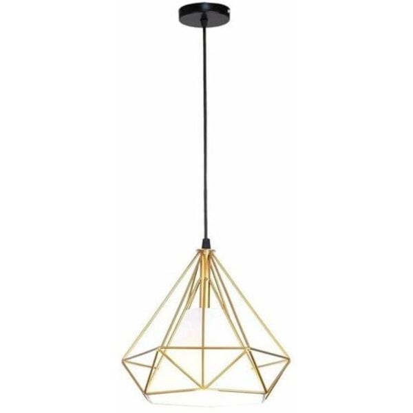 Vintage Pendellampa E27 Lampskärm Retro Metall Diamantbur Taklampa för sovrum Vardagsrum Kök, 25cm