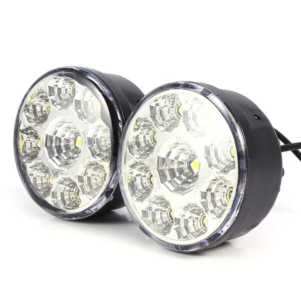 2X Bil Hvit 9 SMD LED Kjørelys DRL Tåkelys Frontlyspærer