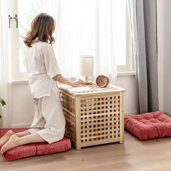 Gulvpude, firkantet tuftet sædepude Tykke fløjlsbukser Meditationspude Tatami gulvpude til Yoga Stue Ba