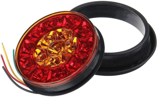 Pakke runde 16 LED bagbremselys med sorte gummigennemføringer til bil, lastbil, trailer