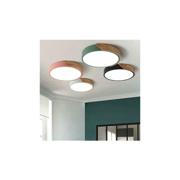 LED kattovalaisin, 24W moderni puinen kattovalaisin pyöreä kylmä valkoinen 6000K Ø30*5cm Makuuhuone Keittiö Olohuone Parveke ja