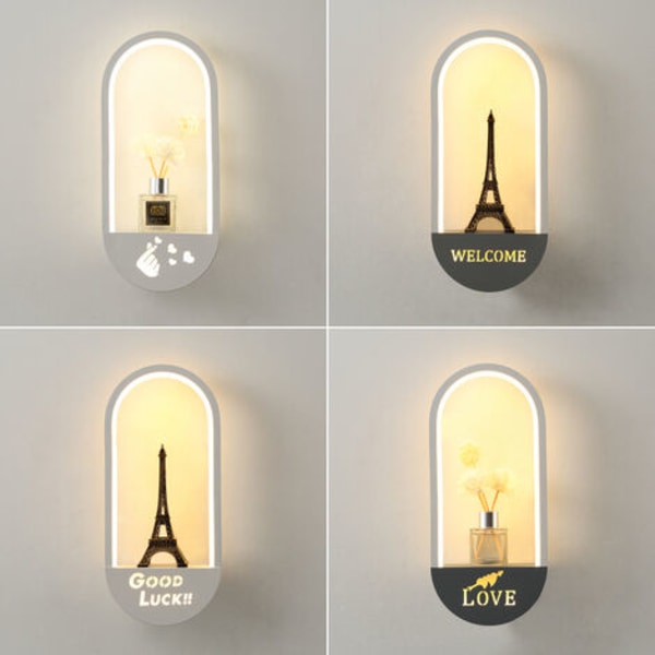 Moderne LED-væglampe, 16W, soveværelse, badeværelsesgang, trappenatlampe (Velkommen, varmt lys)