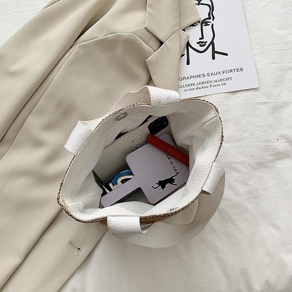 Rento olkalaukku oljesta - sopii kesäiseen naisten rantalomamuotiin, kudottu käsilaukku - khaki khaki color
