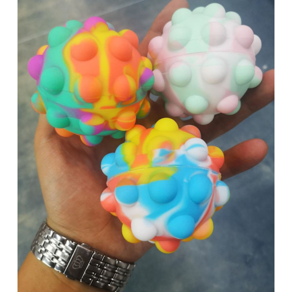 Silikon Fingertop Decompression Toy 3D Press Bubble Ball för att ventilera leksak Nyp Musik Dekompressionssikt (blå färg blandad två färger),