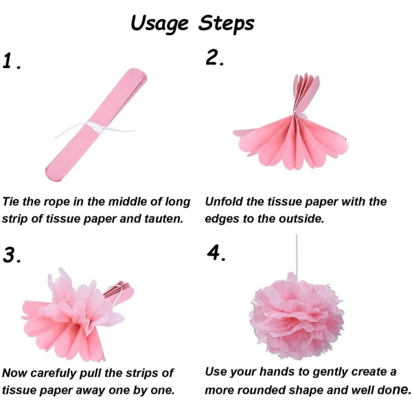 Sæt med 18 blomsterkugler af papir Pink