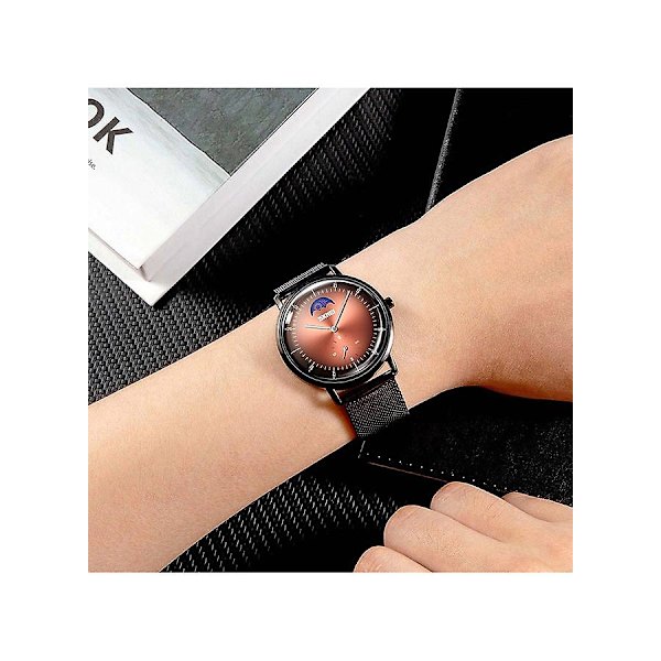 Nya Creative Moon Phase Quartz Waterproof Armbandsur för män 5429cf