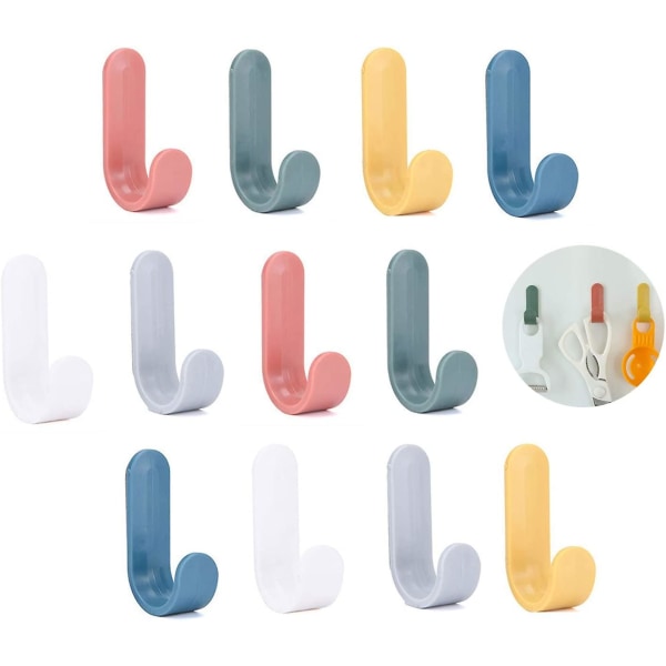 12st självhäftande färgglada krokar, självhäftande badrumsväggkrokar Handdukshängare Kök Kontorsklädhängare Handdukskrokar för barn