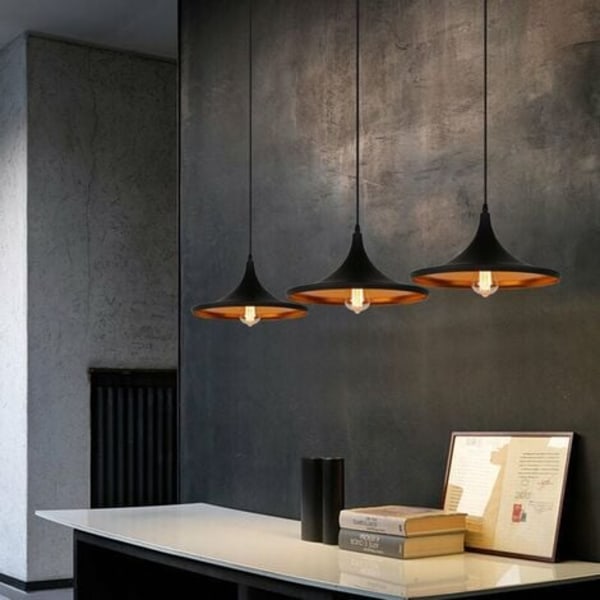 Industriell Retro Pendellampe E27 Lampe for soveromsbar Sort - Svart
