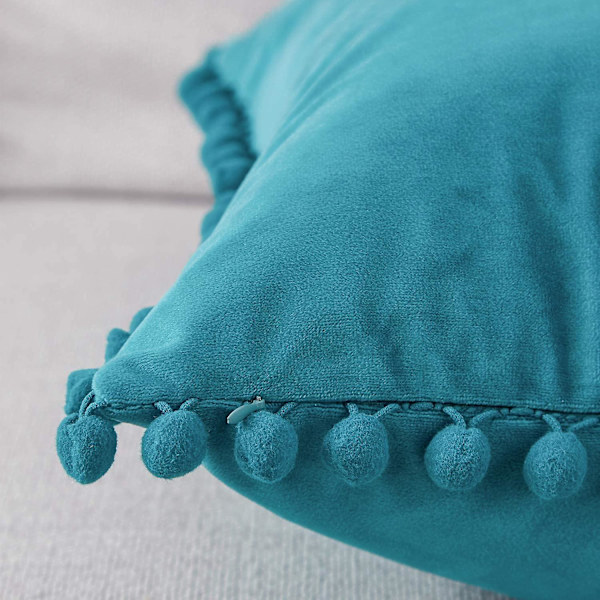 Set med 2 sammetskuddar med pumps Enfärgade kuddfodral Prydnadskuddar Kuddar Sittdynor Prydnadskuddar Soffkuddar för Sof Turquoise