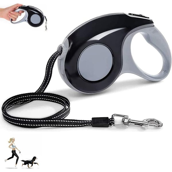 Infällbart hundkoppel 5M upprullningskoppel med ergonomisk design och indragbart bekvämt koppel för träningskoppel för hundstorlekar upp till 15 kg Justerbart koppel