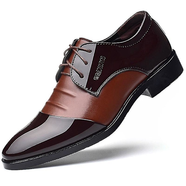 Män Bröllop Business Party Patent Formella Smart Skor Brown 48