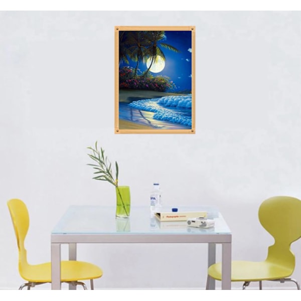 5D diamond painting DIY Seaside Night View Full Diamond Vardagsrum Heminredning Hängande bild -30*40cm,