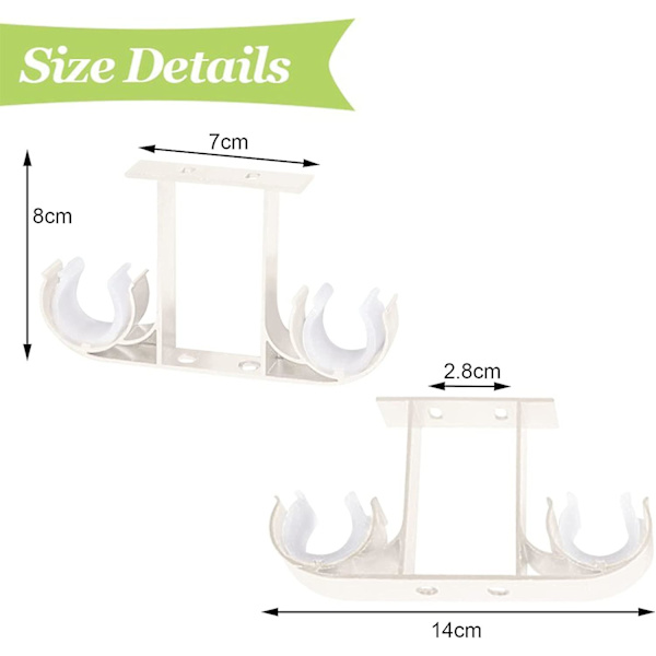 4-pack gardinstångsfästen i aluminiumlegering för 28 mm gardinstång (vit)