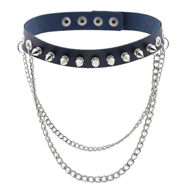 Spike Choker Kaulakoru Gootti Kaulus Ketju Punk Choker Naiset Miehet Musta Nahka Chocker Hienot goottilaiset korut navy