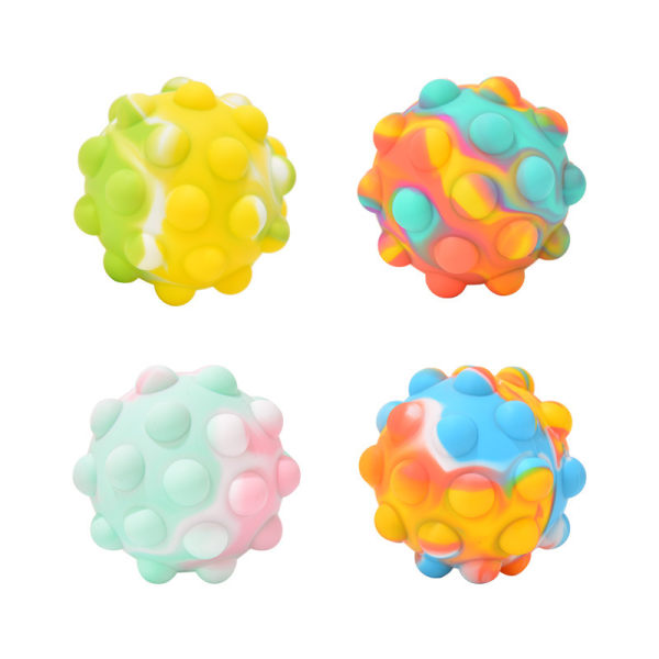 Dekompression Bubble Toy 3D Pop Bubble Fingertop Toy Squeeze Ball Toy (4st Grön Vit Gul Färg