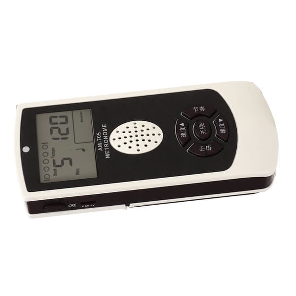 Vit Elektronisk Metronom 1800mah LCD Digital Display Universal Gitarr Piano Saxofon Sång