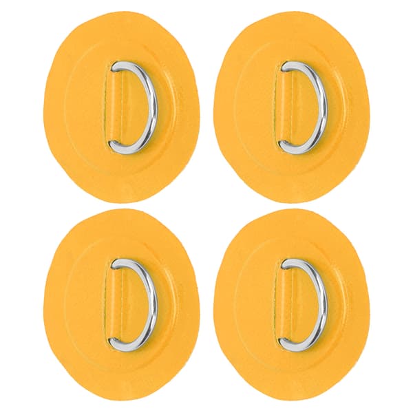 4 st PVC Patch Elastiskt Rep Set med Rostfritt Stål D Ring Pad Gul