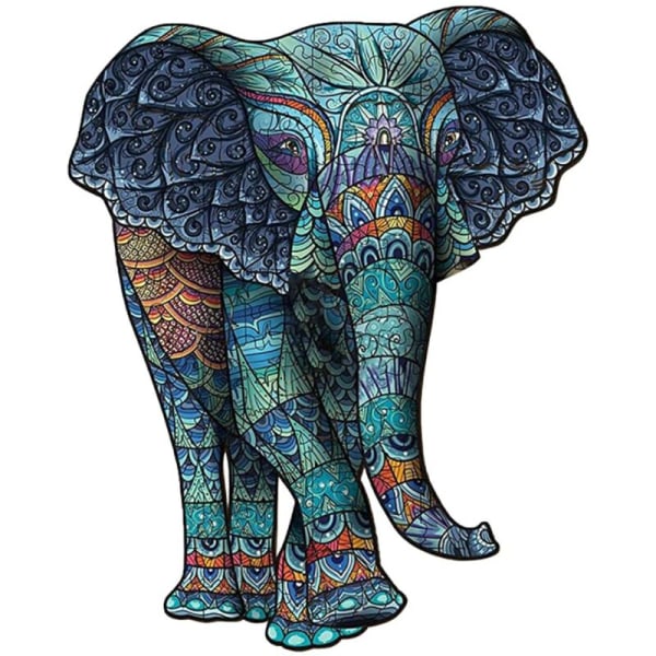 A5 Flower Elephant Animal Jigsaw Puslespil uden splejsning Full Sheet Color Linden Animal Puslespil - Unik formpuslespil - Ideel familiespilsamling
