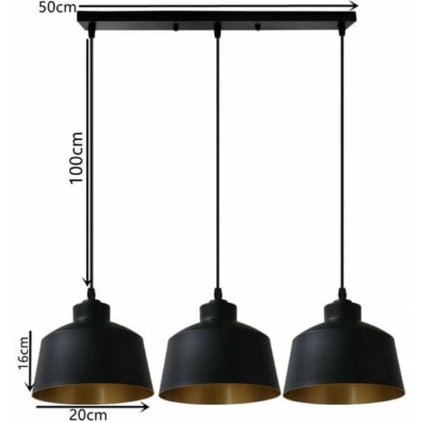 Moderne kreativ dekorasjon Pendel Lysekrone Industriell Pendel Lampe Justerbar Smijern Pendel 3 Lys - Bl