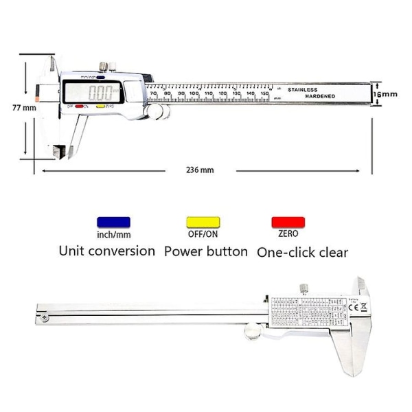 Js-04 Rustfrit stål Elektronisk Digital Caliper-0-150mm