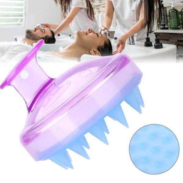 Silikon Hårbotten Massage Schampoborste Hårtvättskam Lila