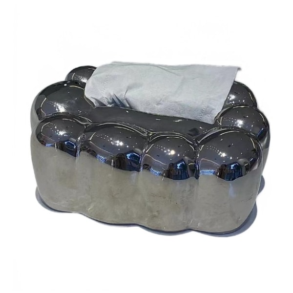 Molnformad keramisk servettlåda, vävnadslåda för hemmet Prydnad Vardagsrumsdekorationer (Silvergalvanisering)