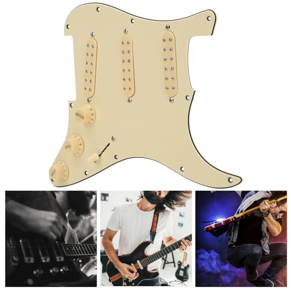 Förmonterad Plektrumskydd Pickup Set Single Coil Beige Elektrisk Gitarr Tillbehör
