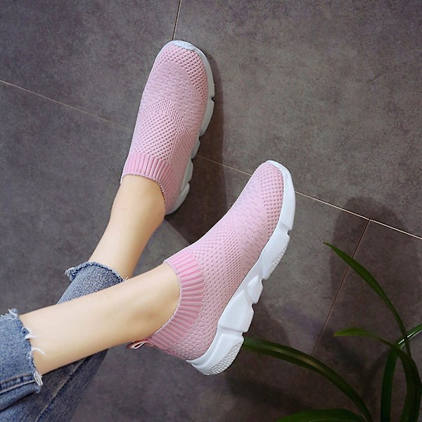 Kvinder Mesh Pumps åndbare sportssko flade sko Pink 39