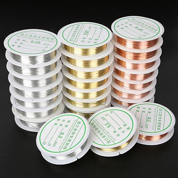 0,2-1mm kuparilanka korulanka rannekoruihin kaulakoruihin värikkäät helmet säikeet korunauhat Gold 0 25mm 18M