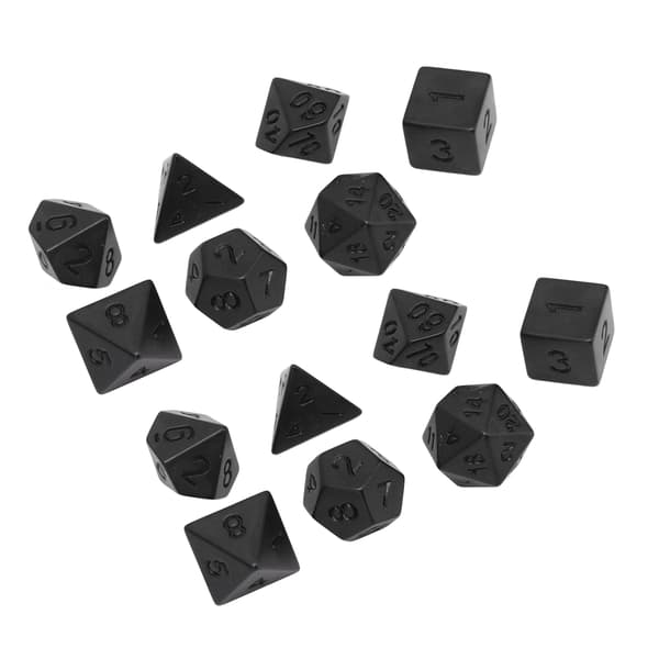 14 STK Svart Plast Polyhedral Terning Sett for Brettspill