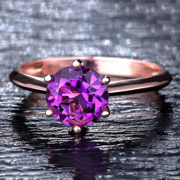 Kvinner Faux Ametyst Ruby Innlagt Finger Ring Bryllup Engasjement Smykker Gift Red US 9