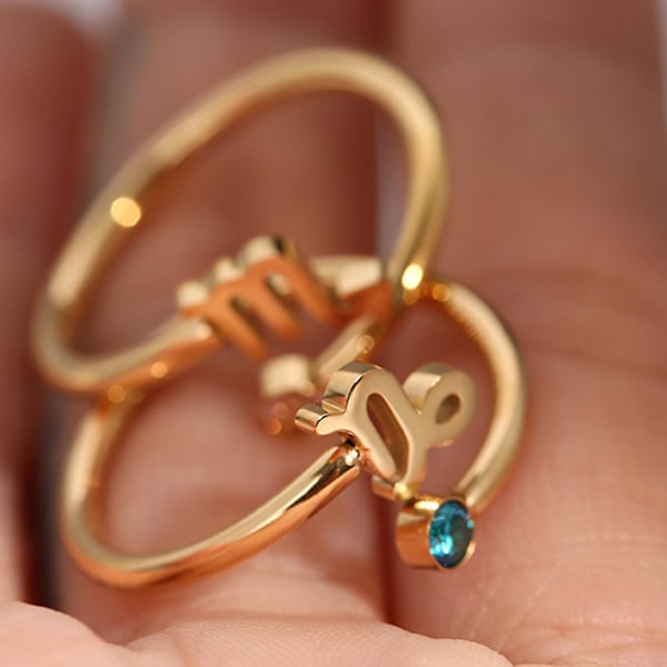 Kvinner Ring Constellation Rhinestones Klassisk mote Utseende Galvanisering fingerring for daglig bruk Virgo