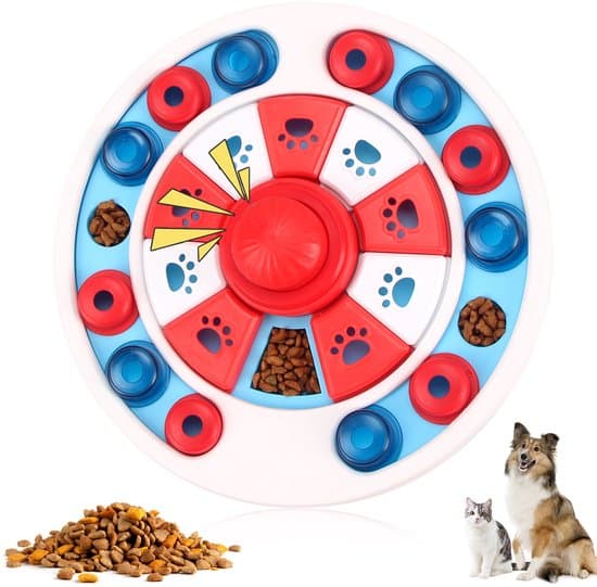 [qg]Hundefoderautomat – Interaktivt Foderpuslespil – Langsom Foderautomat & Anti-slugeskål – Intelligenslegetøj til Katte & Hunde – Rød
