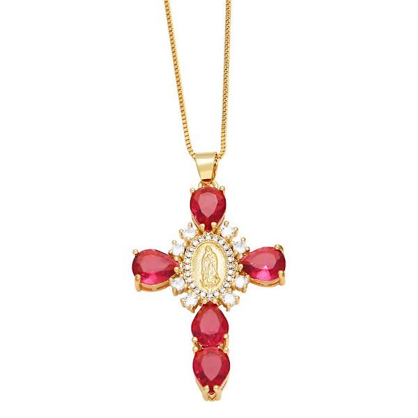 Kaulakoru Vintage Zircon Cross Muotikorut Ac8894 Pink