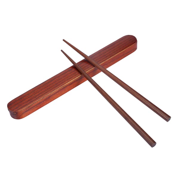Bærbar Chopsticks-boks i tre, dyp trefarge, servise