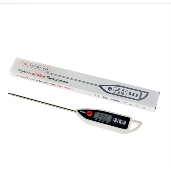 Elektronisk madtemperatursonde kødtermometer hvid + sort overfladeklistermærke